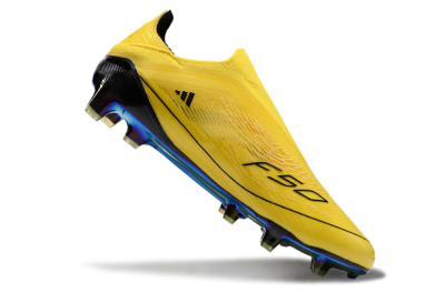Men's Adidas F50 Elite Laceless FG Firm Ground Low-Tops Football Boots - Yellow/Black/Gold