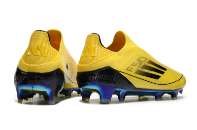 Men's Adidas F50 Elite Laceless FG Firm Ground Low-Tops Football Boots - Yellow/Black/Gold