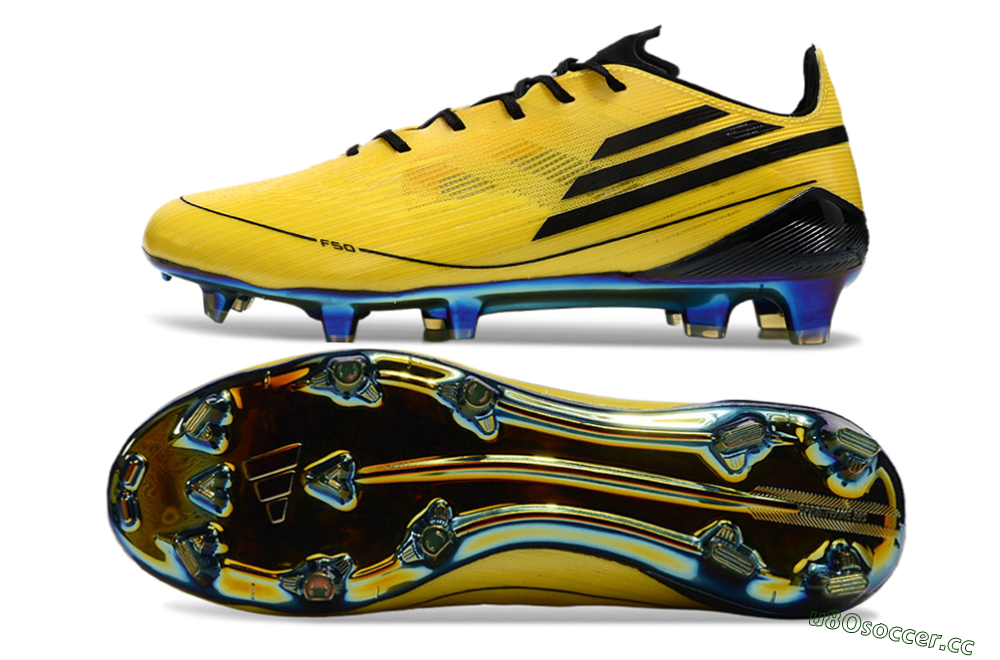 Men's Adidas F50 Elite FG Firm Ground Low-Tops Football Boots - Yellow/Black/Gold 1