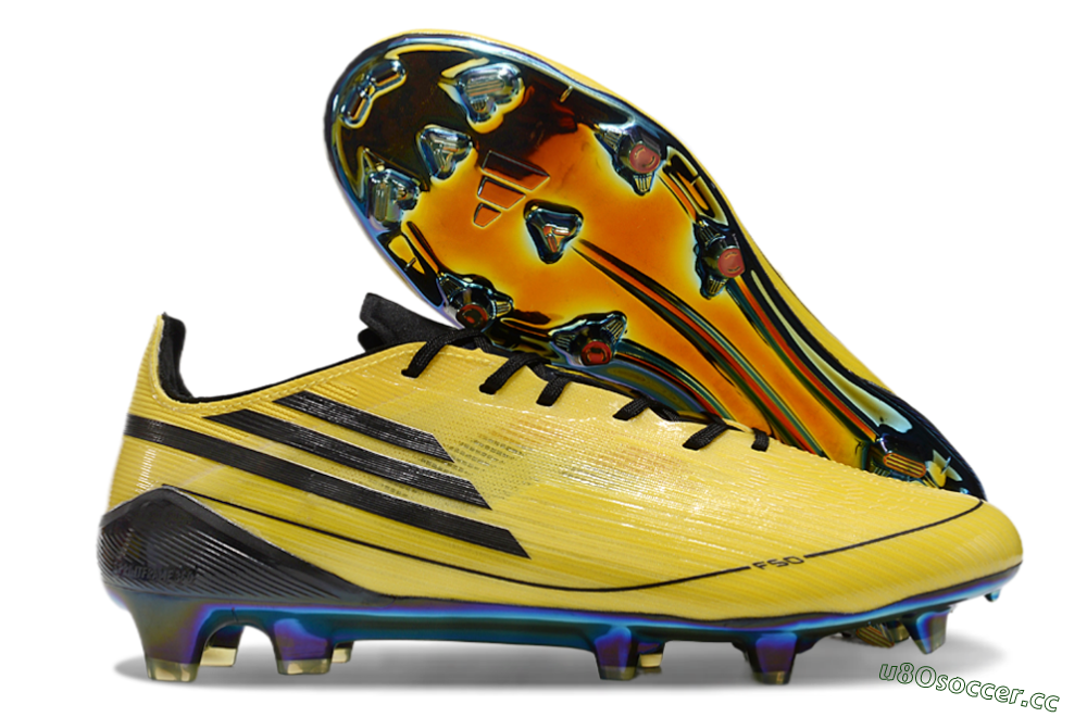 Men's Adidas F50 Elite FG Firm Ground Low-Tops Football Boots - Yellow/Black/Gold 2