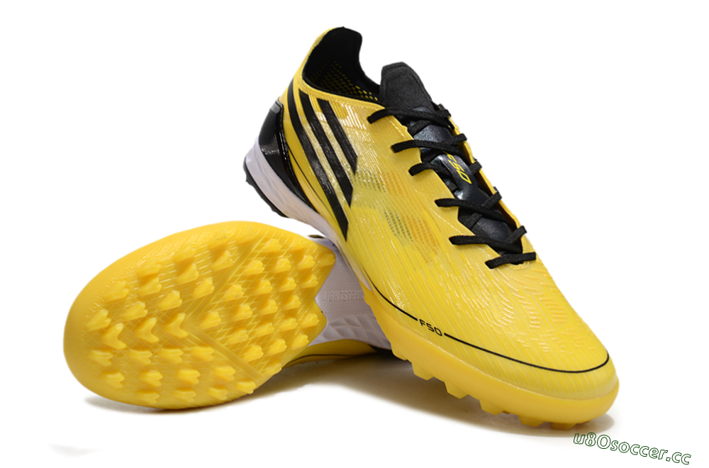 Men's Adidas F50 Pro TF Artificial Turf Low-Tops Football Shoes - Yellow/Black/White 3
