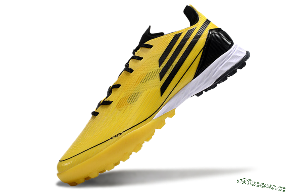 Men's Adidas F50 Pro TF Artificial Turf Low-Tops Football Shoes - Yellow/Black/White 5