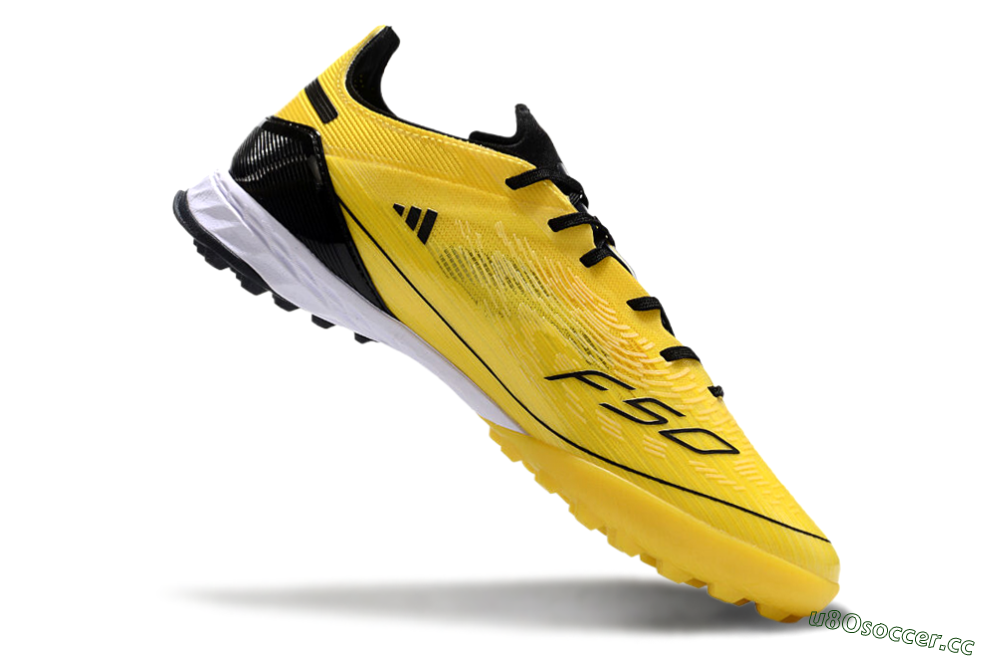 Men's Adidas F50 Pro TF Artificial Turf Low-Tops Football Shoes - Yellow/Black/White 4