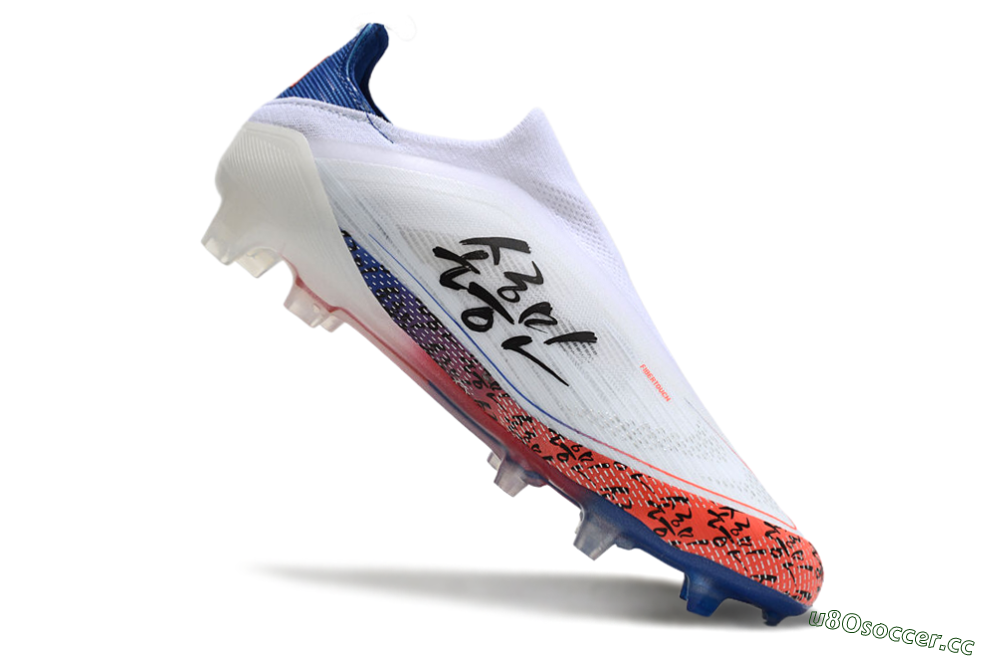 Men's Adidas F50 Elite Laceless FG Firm Ground Low-Tops Football Boots - White/Red/Blue 3