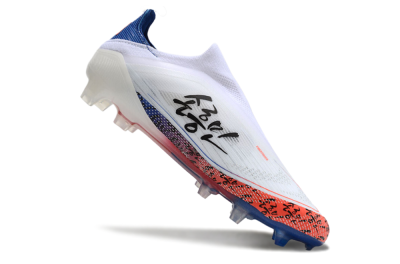 Men's Adidas F50 Elite Laceless FG Firm Ground Low-Tops Football Boots - White/Red/Blue