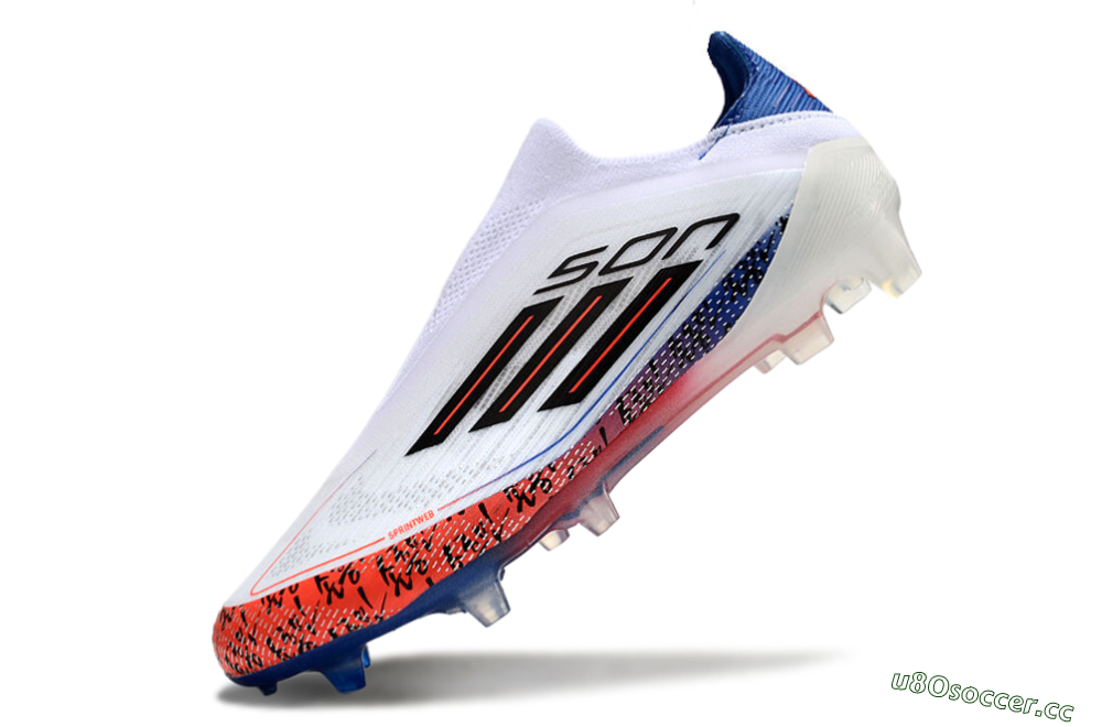 Men's Adidas F50 Elite Laceless FG Firm Ground Low-Tops Football Boots - White/Red/Blue 4
