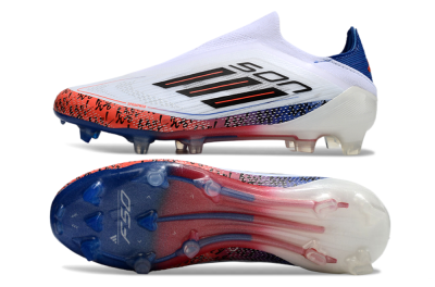 Men's Adidas F50 Elite Laceless FG Firm Ground Low-Tops Football Boots - White/Red/Blue