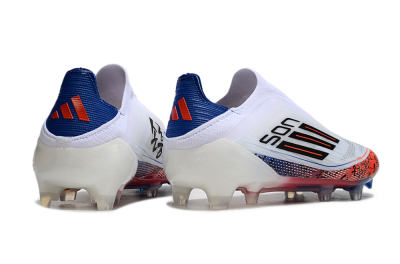 Men's Adidas F50 Elite Laceless FG Firm Ground Low-Tops Football Boots - White/Red/Blue