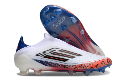 Men's Adidas F50 Elite Laceless FG Firm Ground Low-Tops Football Boots - White/Red/Blue