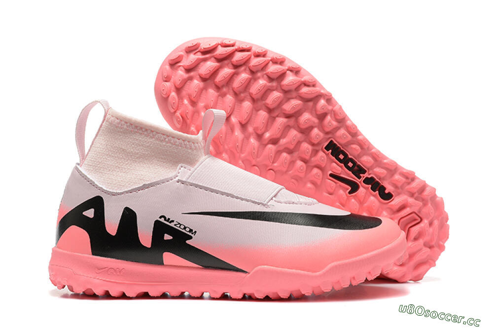 Kids Nike Air Zoom Mercurial Superfly 9 Elite TF Artificial Turf High-Tops Football Shoes - Pink/Black 2