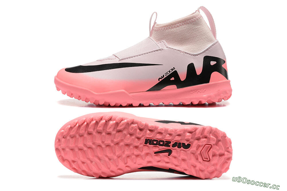 Kids Nike Air Zoom Mercurial Superfly 9 Elite TF Artificial Turf High-Tops Football Shoes - Pink/Black 1