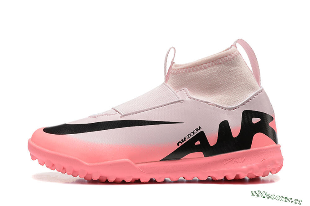 Kids Nike Air Zoom Mercurial Superfly 9 Elite TF Artificial Turf High-Tops Football Shoes - Pink/Black 0