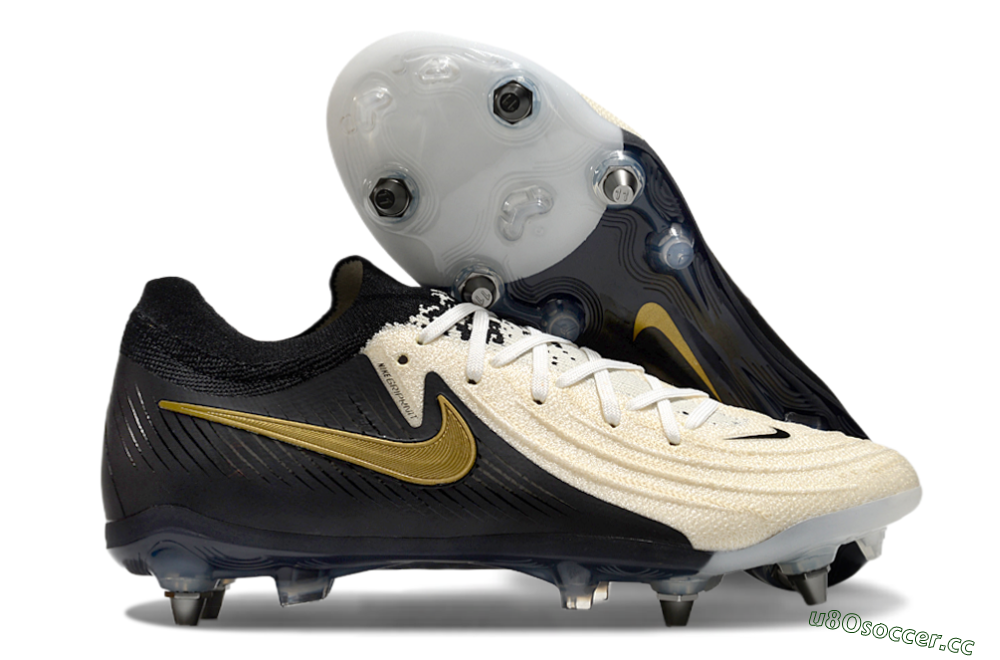 Men's Nike Phantom Luna Elite SG Soft Ground Low-Tops Football Boots - Beige/Black/Gold 2