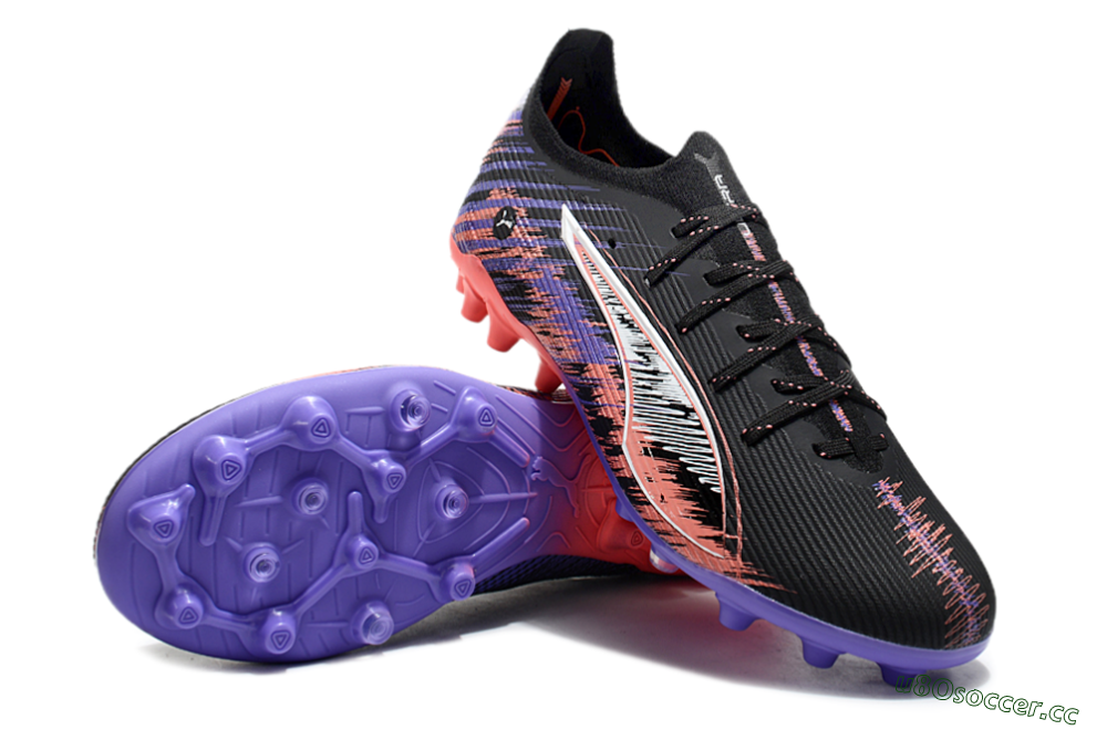 Men's Puma Ultra 5 Ultimate FG Firm Ground Low-Tops Football Boots - Black/Red/Purple 3
