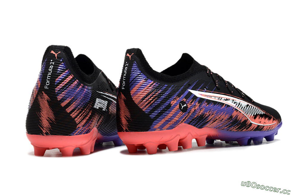 Men's Puma Ultra 5 Ultimate FG Firm Ground Low-Tops Football Boots - Black/Red/Purple 6