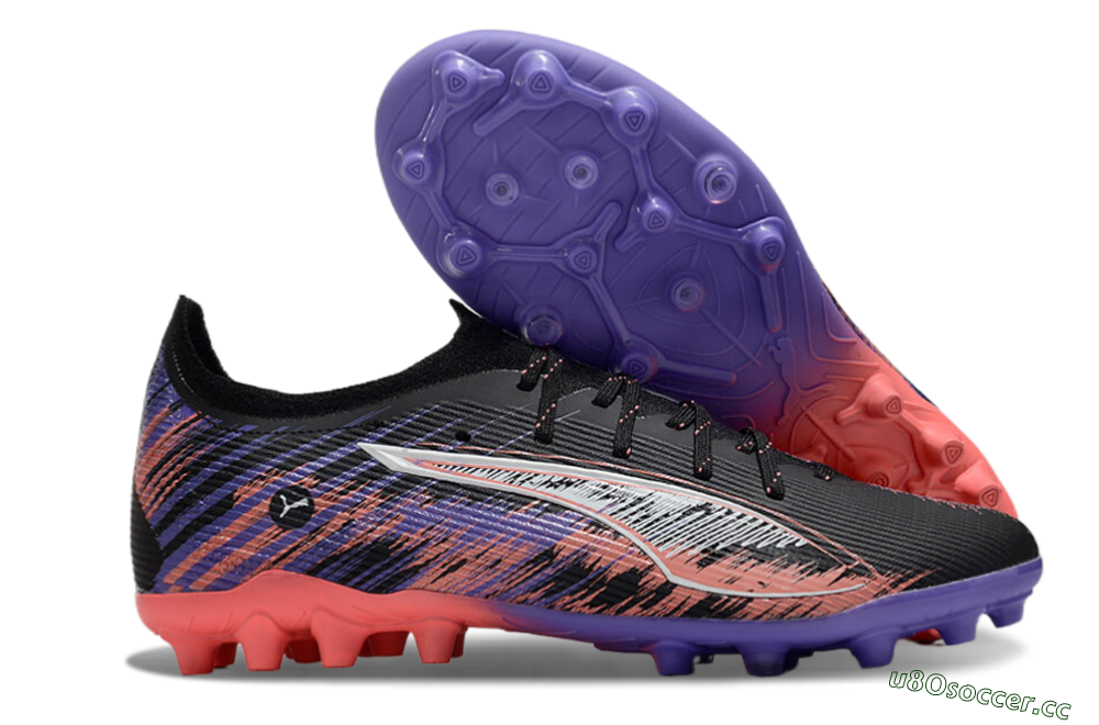 Men's Puma Ultra 5 Ultimate FG Firm Ground Low-Tops Football Boots - Black/Red/Purple 2