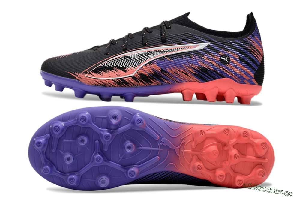 Men's Puma Ultra 5 Ultimate FG Firm Ground Low-Tops Football Boots - Black/Red/Purple 1