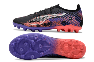 Men's Puma Ultra 5 Ultimate FG Firm Ground Low-Tops Football Boots - Black/Red/Purple