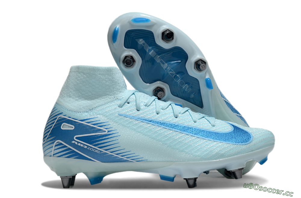 Men's Nike Air Zoom Mercurial Superfly 10 Elite SG Soft Ground High-Tops Football Boots - Jade/Blue/White 2