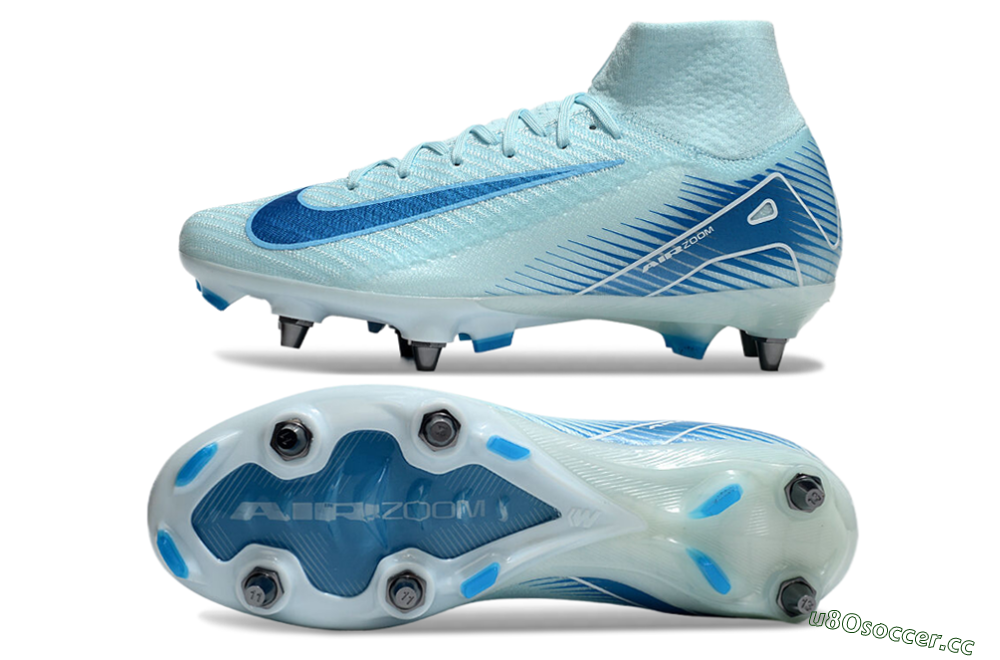 Men's Nike Air Zoom Mercurial Superfly 10 Elite SG Soft Ground High-Tops Football Boots - Jade/Blue/White 1