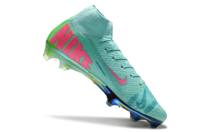 Unisex Nike Air Zoom Mercurial Superfly 10 Elite FG Firm Ground High-Tops Football Boots - Jade/Pink/Gold