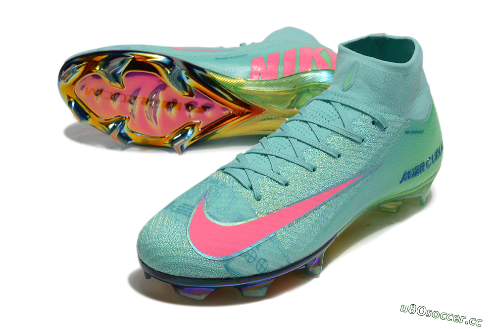 Unisex Nike Air Zoom Mercurial Superfly 10 Elite FG Firm Ground High-Tops Football Boots - Jade/Pink/Gold 3