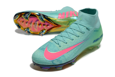 Unisex Nike Air Zoom Mercurial Superfly 10 Elite FG Firm Ground High-Tops Football Boots - Jade/Pink/Gold