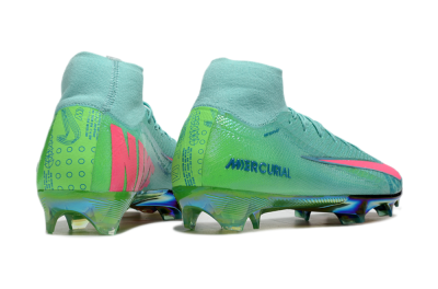 Unisex Nike Air Zoom Mercurial Superfly 10 Elite FG Firm Ground High-Tops Football Boots - Jade/Pink/Gold