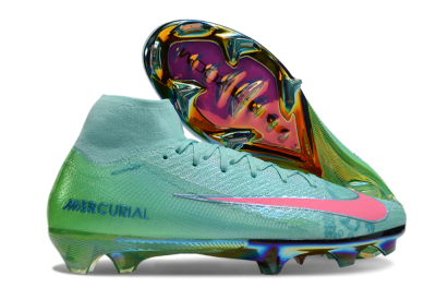 Unisex Nike Air Zoom Mercurial Superfly 10 Elite FG Firm Ground High-Tops Football Boots - Jade/Pink/Gold