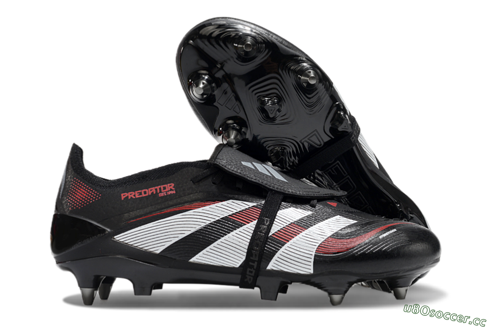 Men's Adidas Predator 25 Elite Foldover Tongue SG Soft Ground Low-Tops Football Boots - Black/White/Red 2