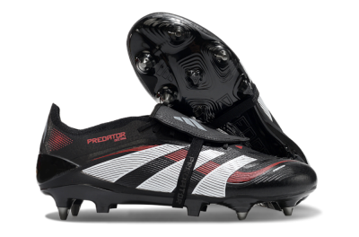 Men's Adidas Predator 25 Elite Foldover Tongue SG Soft Ground Low-Tops Football Boots - Black/White/Red
