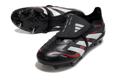 Men's Adidas Predator 25 Elite Foldover Tongue SG Soft Ground Low-Tops Football Boots - Black/White/Red