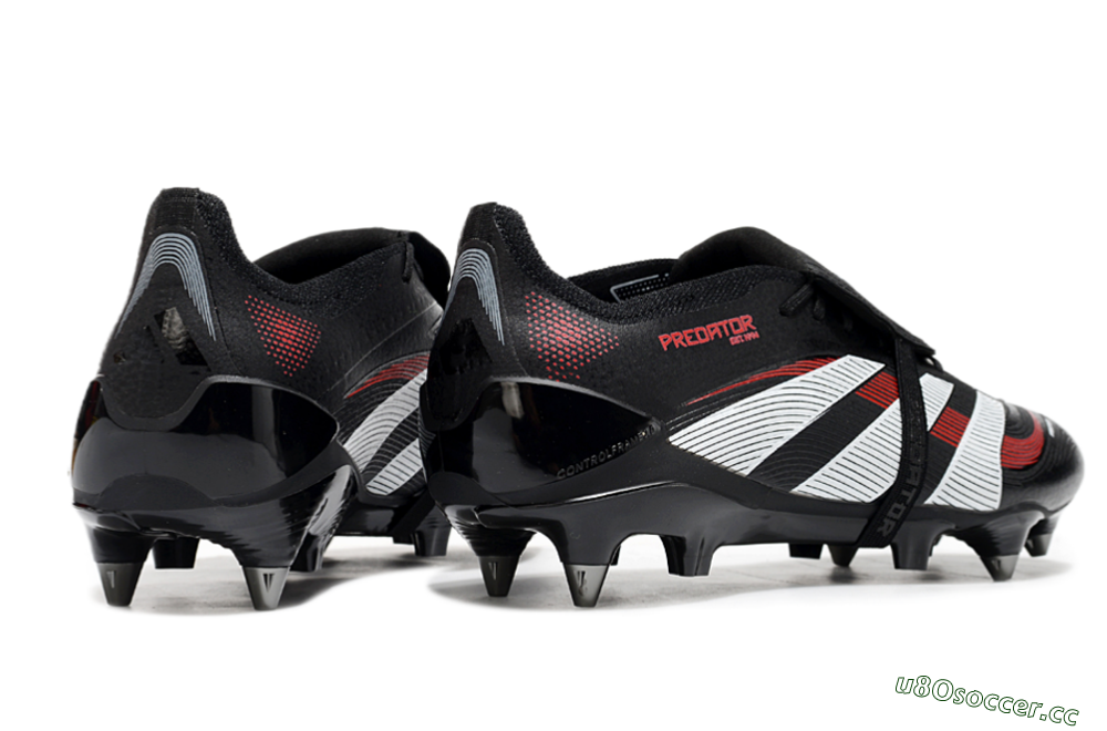 Men's Adidas Predator 25 Elite Foldover Tongue SG Soft Ground Low-Tops Football Boots - Black/White/Red 6