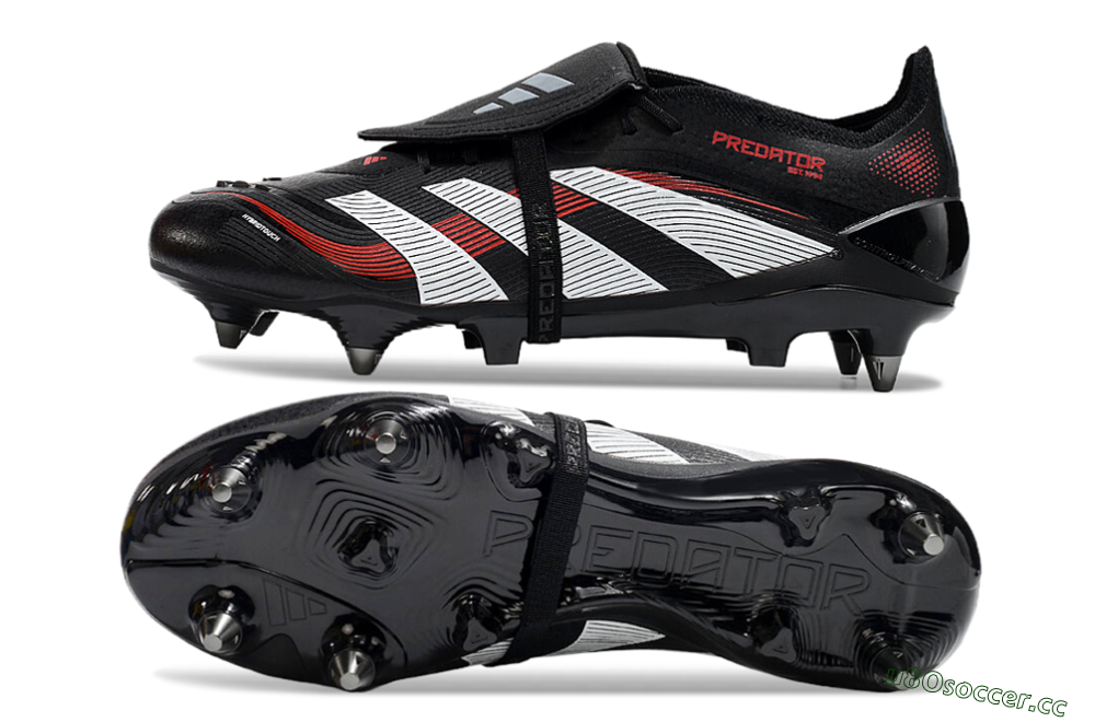 Men's Adidas Predator 25 Elite Foldover Tongue SG Soft Ground Low-Tops Football Boots - Black/White/Red 1