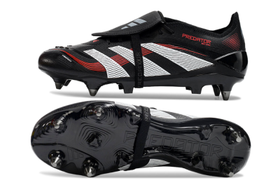 Men's Adidas Predator 25 Elite Foldover Tongue SG Soft Ground Low-Tops Football Boots - Black/White/Red