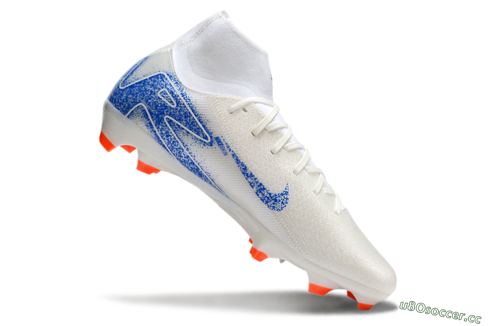 Men's Nike Air Zoom Mercurial Superfly 10 Academy FG Firm Ground High-Tops Football Boots - Beige/Blue/White 4