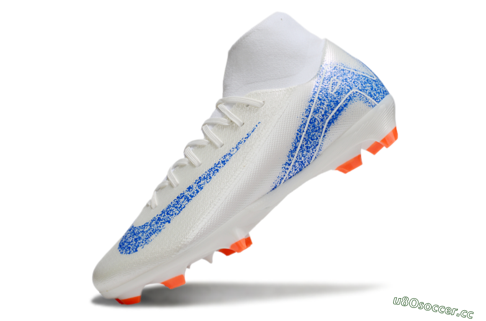 Men's Nike Air Zoom Mercurial Superfly 10 Academy FG Firm Ground High-Tops Football Boots - Beige/Blue/White 5