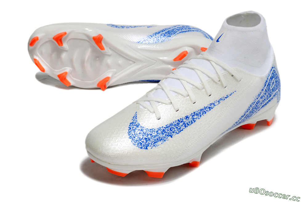Men's Nike Air Zoom Mercurial Superfly 10 Academy FG Firm Ground High-Tops Football Boots - Beige/Blue/White 3