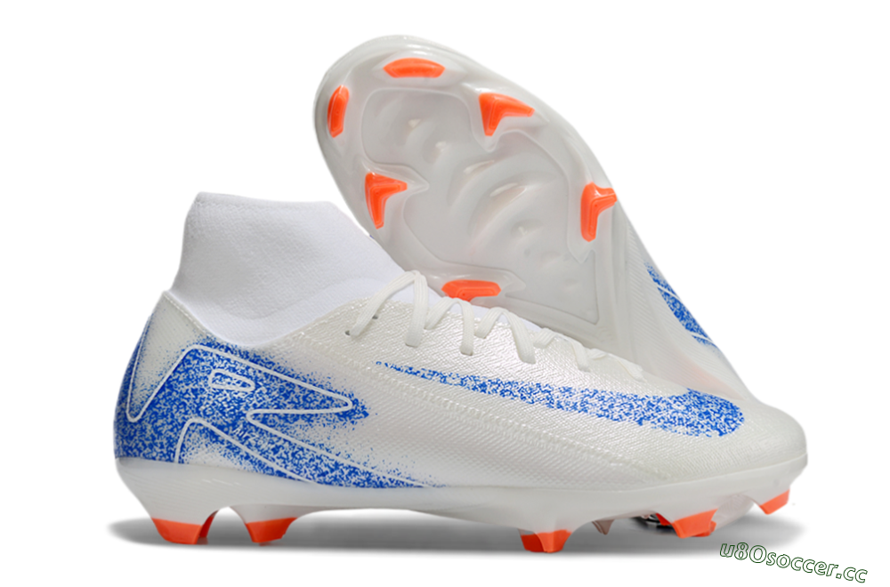 Men's Nike Air Zoom Mercurial Superfly 10 Academy FG Firm Ground High-Tops Football Boots - Beige/Blue/White 2