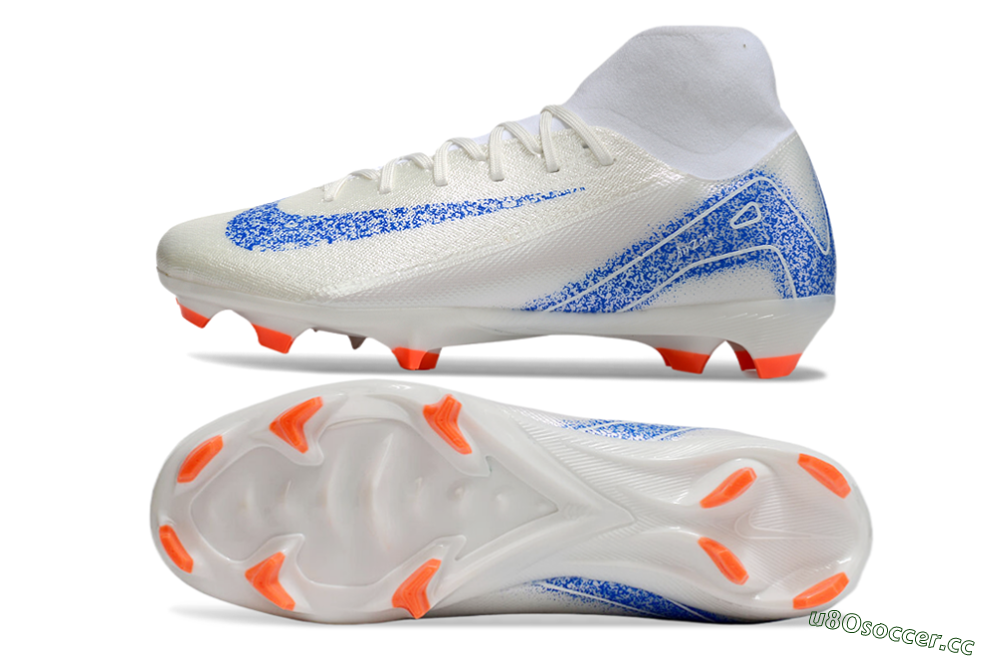 Men's Nike Air Zoom Mercurial Superfly 10 Academy FG Firm Ground High-Tops Football Boots - Beige/Blue/White 1
