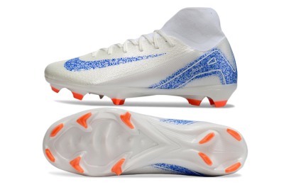 Men's Nike Air Zoom Mercurial Superfly 10 Academy FG Firm Ground High-Tops Football Boots - Beige/Blue/White