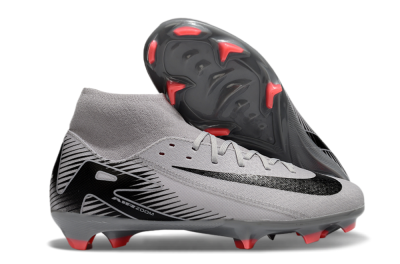 Men's Nike Air Zoom Mercurial Superfly 10 Academy FG Firm Ground High-Tops Football Boots - Grey/Black/Red