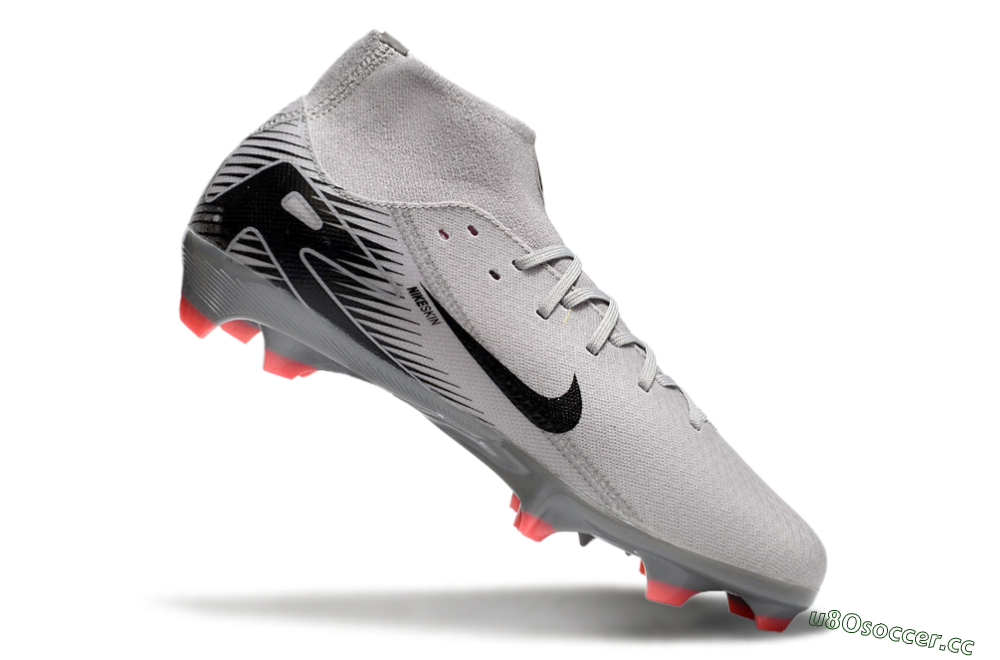 Men's Nike Air Zoom Mercurial Superfly 10 Academy FG Firm Ground High-Tops Football Boots - Grey/Black/Red 4