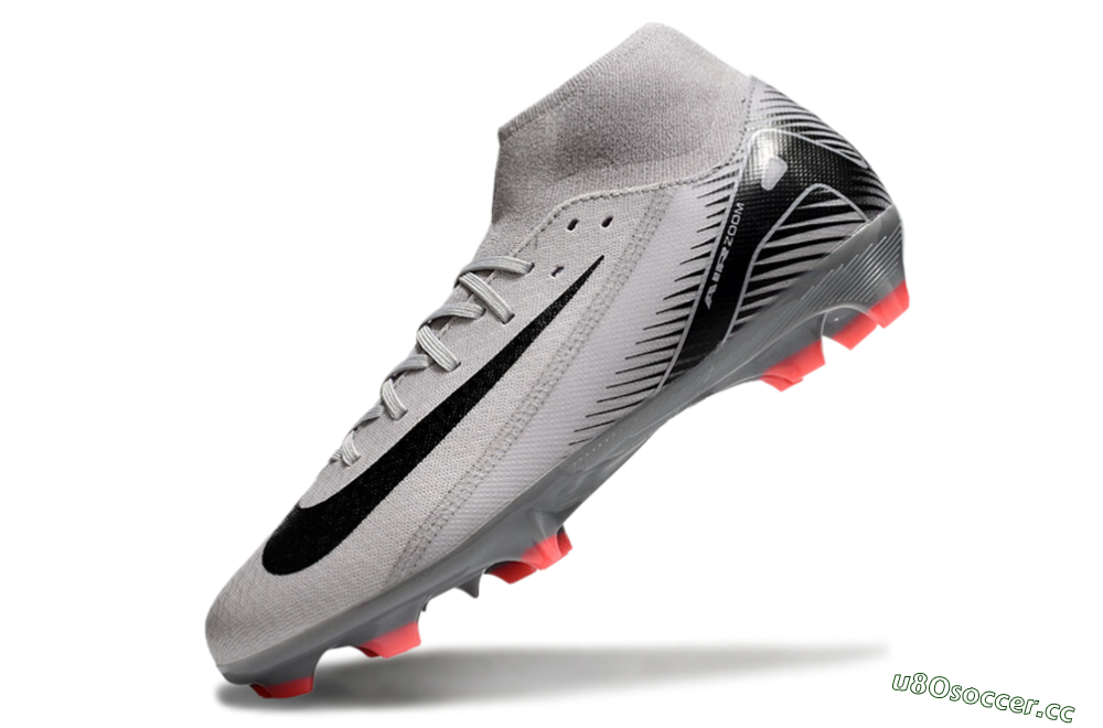 Men's Nike Air Zoom Mercurial Superfly 10 Academy FG Firm Ground High-Tops Football Boots - Grey/Black/Red 5