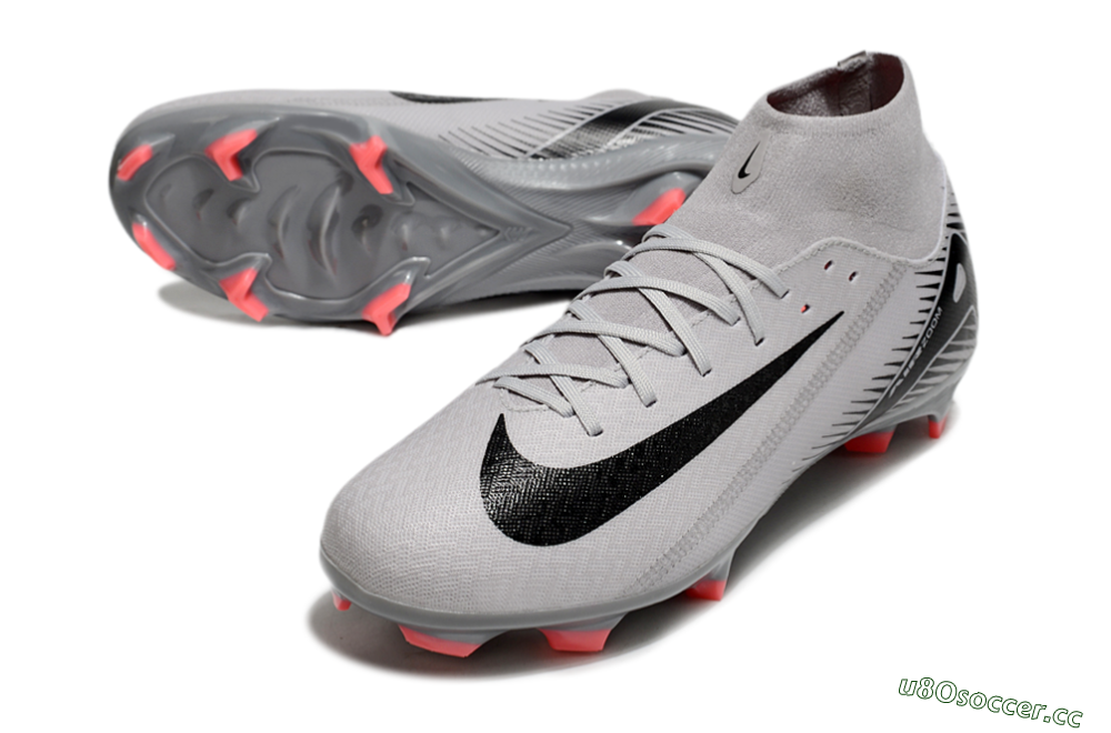 Men's Nike Air Zoom Mercurial Superfly 10 Academy FG Firm Ground High-Tops Football Boots - Grey/Black/Red 3