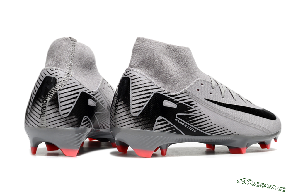 Men's Nike Air Zoom Mercurial Superfly 10 Academy FG Firm Ground High-Tops Football Boots - Grey/Black/Red 6