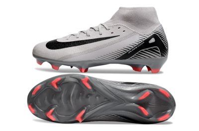 Men's Nike Air Zoom Mercurial Superfly 10 Academy FG Firm Ground High-Tops Football Boots - Grey/Black/Red