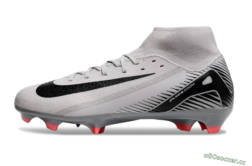 Men's Nike Air Zoom Mercurial Superfly 10 Academy FG Firm Ground High-Tops Football Boots - Grey/Black/Red 0