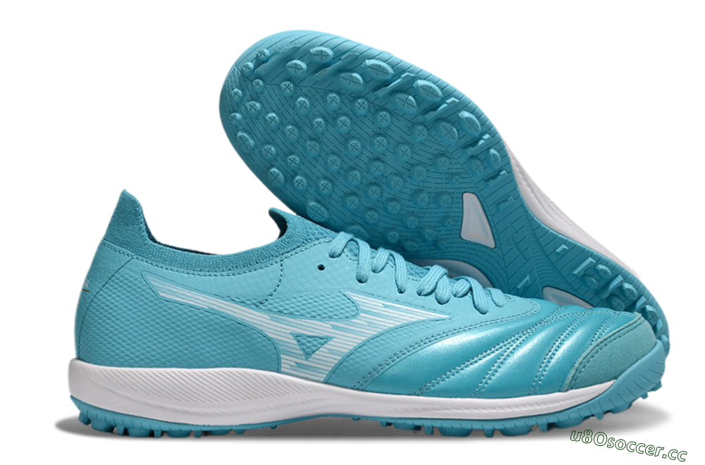 Men's Mizuno Morelia Neo Sala M8 TF Artificial Turf Low-Tops Football Shoes - Jade/White 2