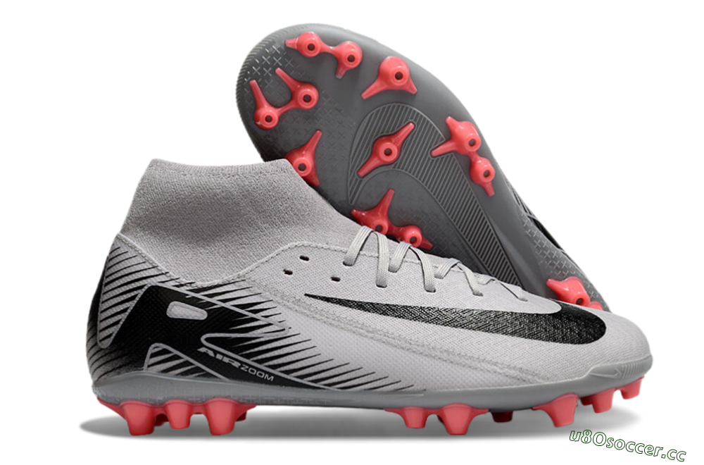Men's Nike Air Zoom Mercurial Superfly 10 Academy AG Artificial Grass High-Tops Football Boots - Grey/Black/Red 2